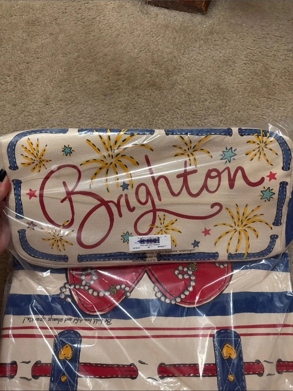 Brighton Striped 'Love' Tote - Blue, White, Red